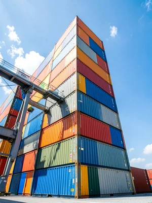 Container Stack Tower Sky Portrait
