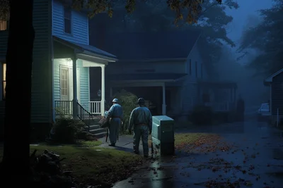 Gregory crewdson photo of amazon delivery workers