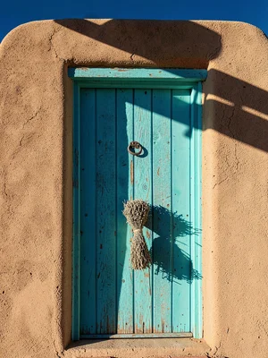 Weathered Turquoise Door Portrait