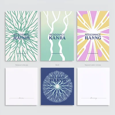 mantra card grid of three resonance patterns in different palettes, blank labels