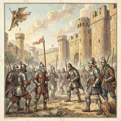 Crusaders approaching Jerusalem walls