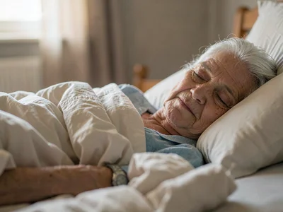 Elderly person waking slowly, the gradual gathering of self, joint stiffness vis