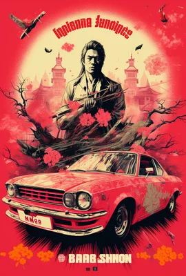 Movie poster of a Quentin Tarantino movie. Neon Tokyo