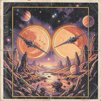 An alien landscape with twin suns