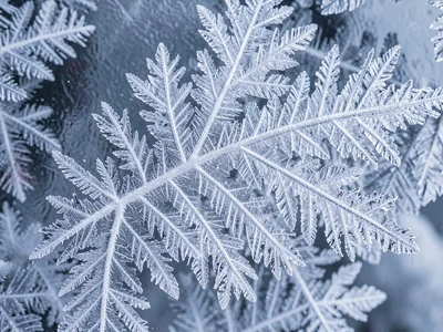 Frost feathers showing secondary branching at each arm