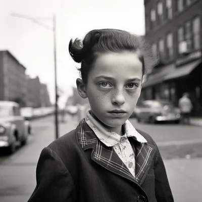 Vivian Maier photo or suburban kid with long forehead