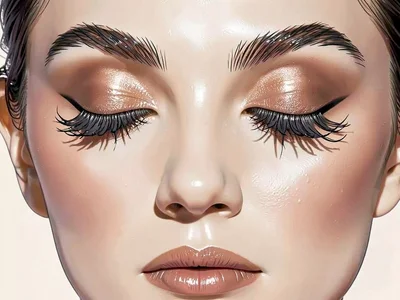 Closed eye curled lashes bronze