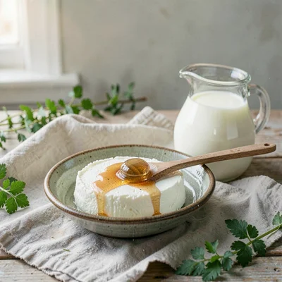 Fresh Alpine atmosphere, gentle pastoral quality, Ceramic bowl of fresh farmer c