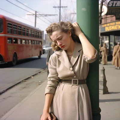 Vivian Maier color photo of a sad scene. color street