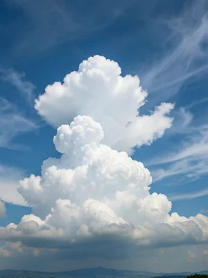 Pileus cloud cap sitting on top of a rising cumulus tower — smooth lens draped o
