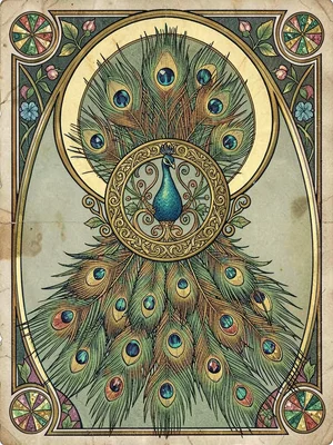 Art Nouveau peacock medallion