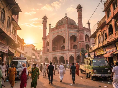 Badshahi Mosque at sunset