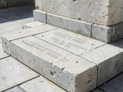 Foundation stone showing setting marks