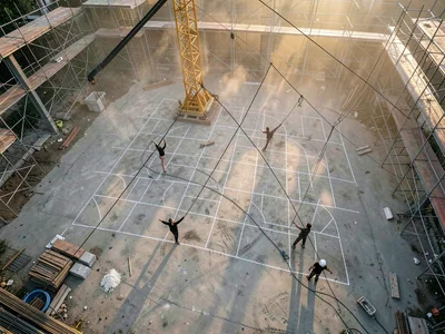 Stage Floor Plan — Aerial Construction Grid