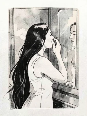 Woman brushing hair