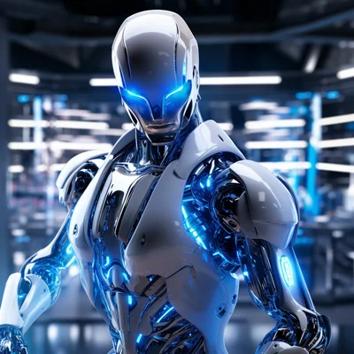 Futuristic AI Assistant Subject Humanoid robot with m