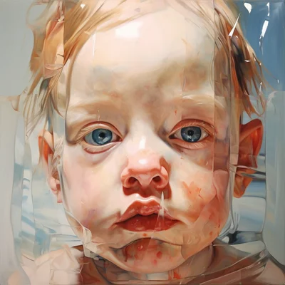 Painting portrait by Jenny Saville. babies