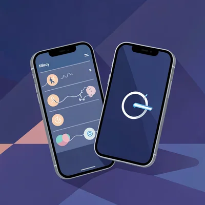 Flat UI hero of two phones leaning together, one showing sleep stages, the other