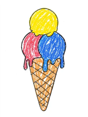 Ice cream cone with three scoops