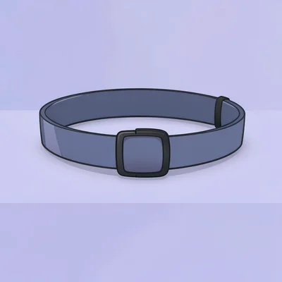 Vertical catalog of a hands-free training belt on a periwinkle flat, soft top li