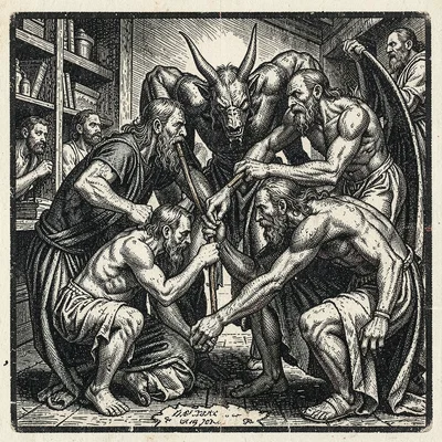 Demons tormenting sinners