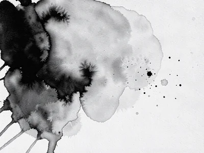 Thin ink wash creating atmosphere