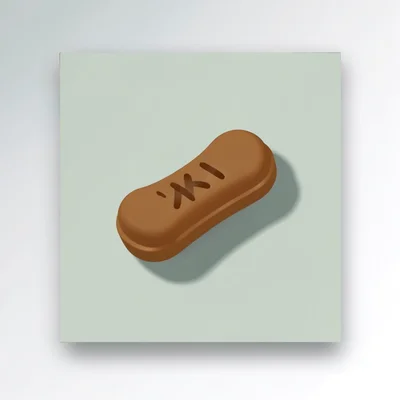 Catalog square of a single biscuit-shaped treat on a sage flat, soft wraparound