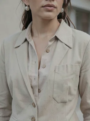 Neutral outfit details close-up