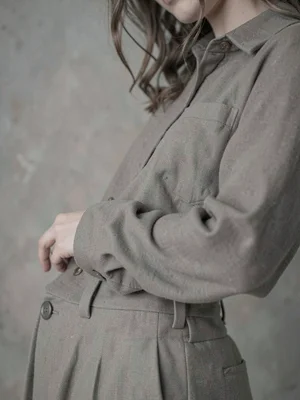 Neutral outfit details close-up