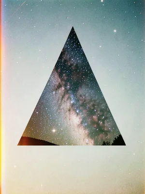Triangle filled with starfield and Milky Way, cosmic expanse contained in a simp
