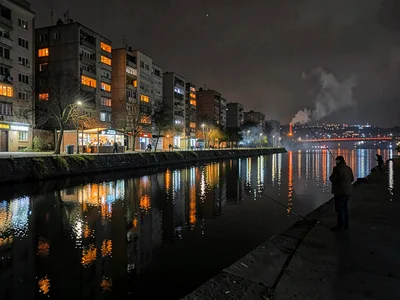 Danube reflections and night fisherman