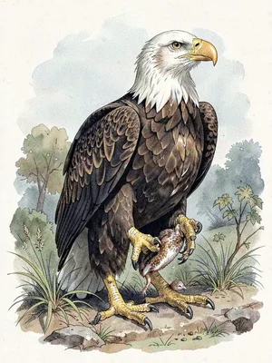 Bald eagle ornithological plate