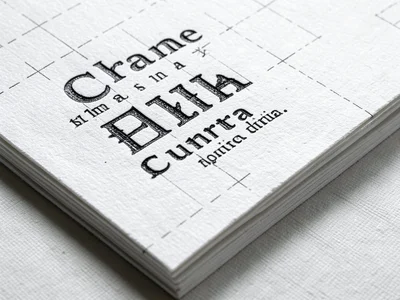 A stack of freshly printed sheets seen from the side, the deep impression creati