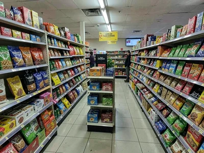 Convenience store aisle late night