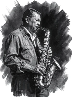 Street musician playing saxophone