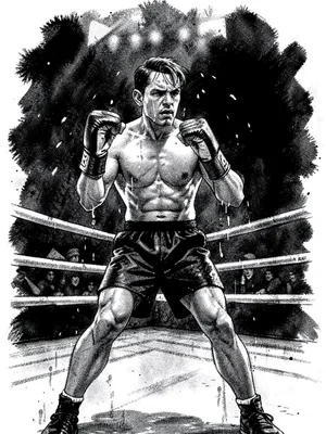Boxer in ring with sweat
