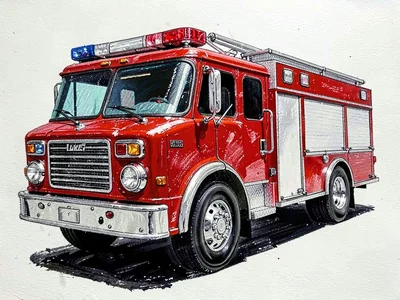 Red fire truck with chrome details