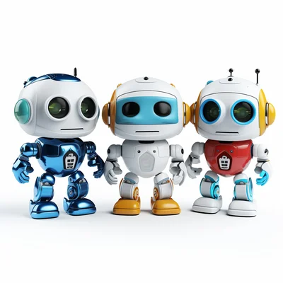 Clean white background 3d plastilina  robot chatbot a