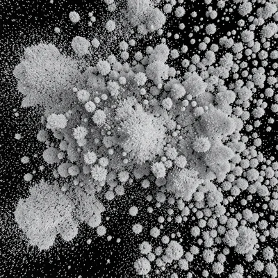 Static noise rendered as dense grey particles in random chaos