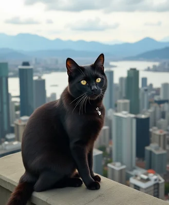 Cat sitting on vancouver skyline  gozilla style ca