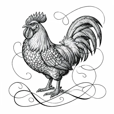 Ornamental rooster flourished