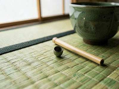 Tatami texture with resting chasen