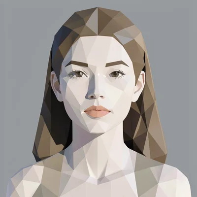 Low-poly illustration, triangulated portrait of woman , faceted geometric surfac