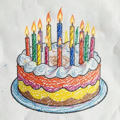 Birthday cake with many candles
