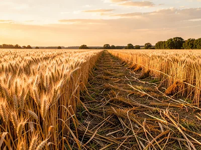 Wheat stubble after harvest in amber tones