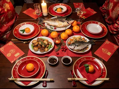 New Year Table Place Setting for Two