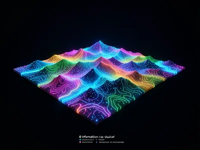A 3D terrain map where elevation represents population density, glowing topograp