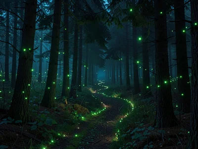 Firefly paths forest