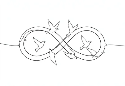 Infinity to birds continuous line