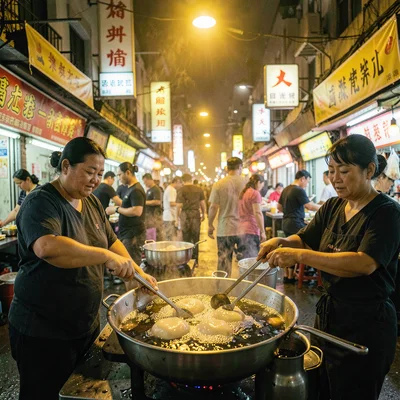 Stinky tofu frying